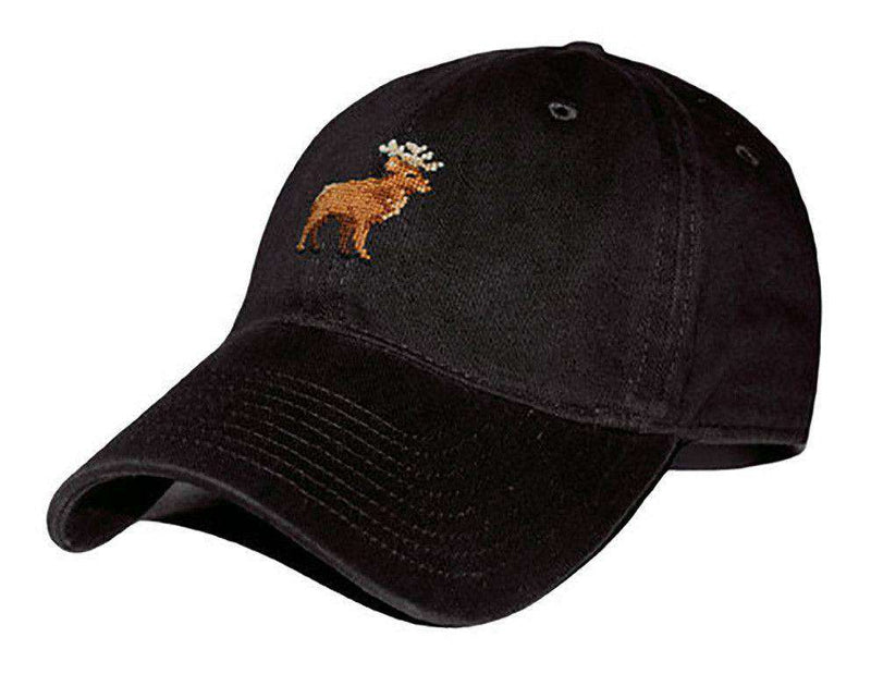 Stag Needlepoint Hat in Black by Smathers & Branson - Country Club Prep