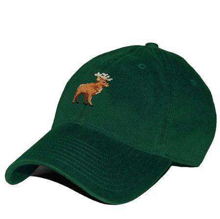 Stag Needlepoint Hat in Hunter Green by Smathers & Branson - Country Club Prep