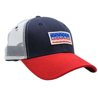 Stars & Waves Trucker Hat in Red, White, & Navy by Waters Bluff - Country Club Prep
