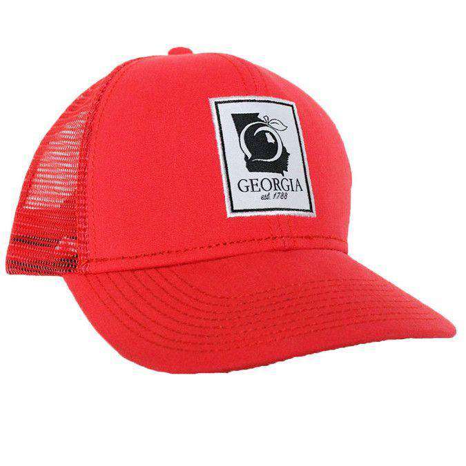 State Patch Mesh Back Hat in Red by Peach State Pride - Country Club Prep