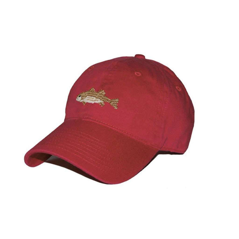 Striped Bass Needlepoint Hat in Rust Red by Smathers & Branson - Country Club Prep