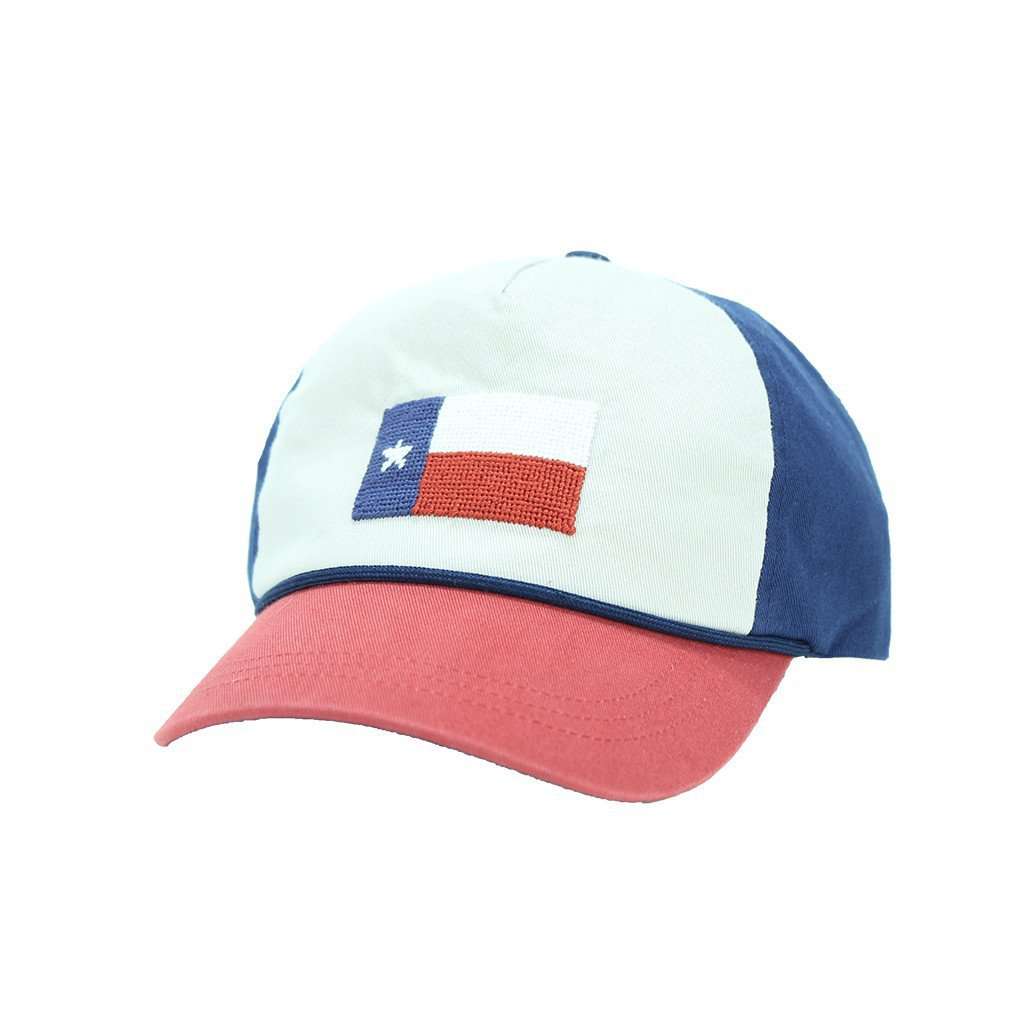Texas Flag Needlepoint Rope Snapback Hat in Stone, Rust and Navy by Smathers & Branson - Country Club Prep