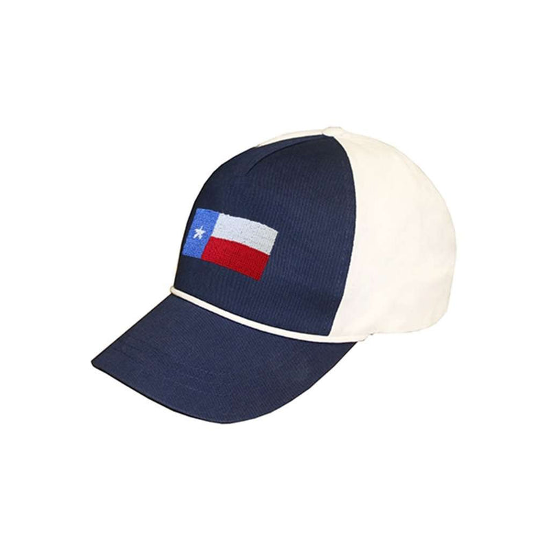 Texas Flag Rope Snapback Needlepoint Hat in Navy-White by Smathers & Branson - Country Club Prep