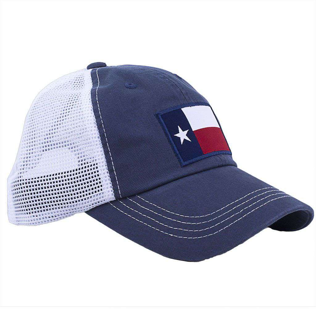 Texas Flag Trucker Hat in Navy by State Traditions - Country Club Prep