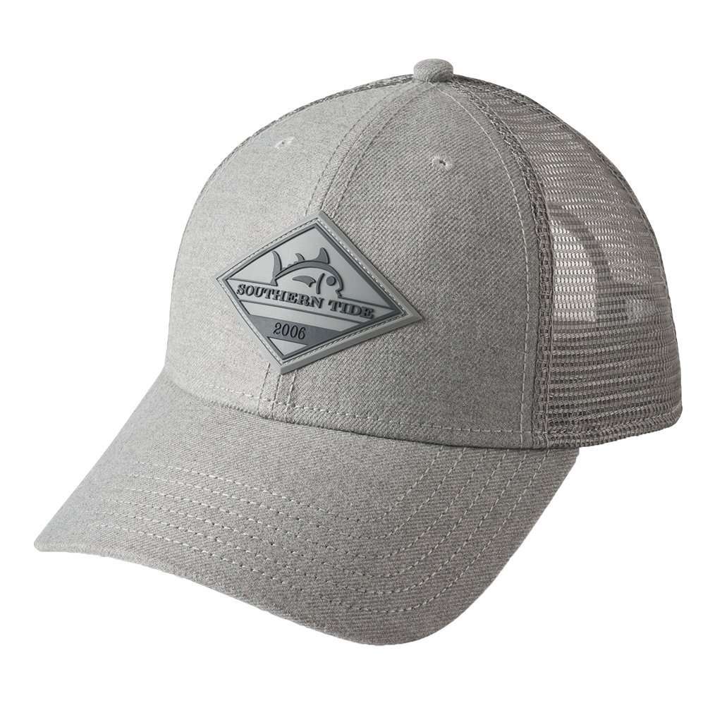 Tonal Heather Patch Trucker Hat in Grey by Southern Tide - Country Club Prep