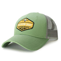 Trademark Badge Mesh Back Trucker Hat in Grasshopper and Steel by The Southern Shirt Co. - Country Club Prep