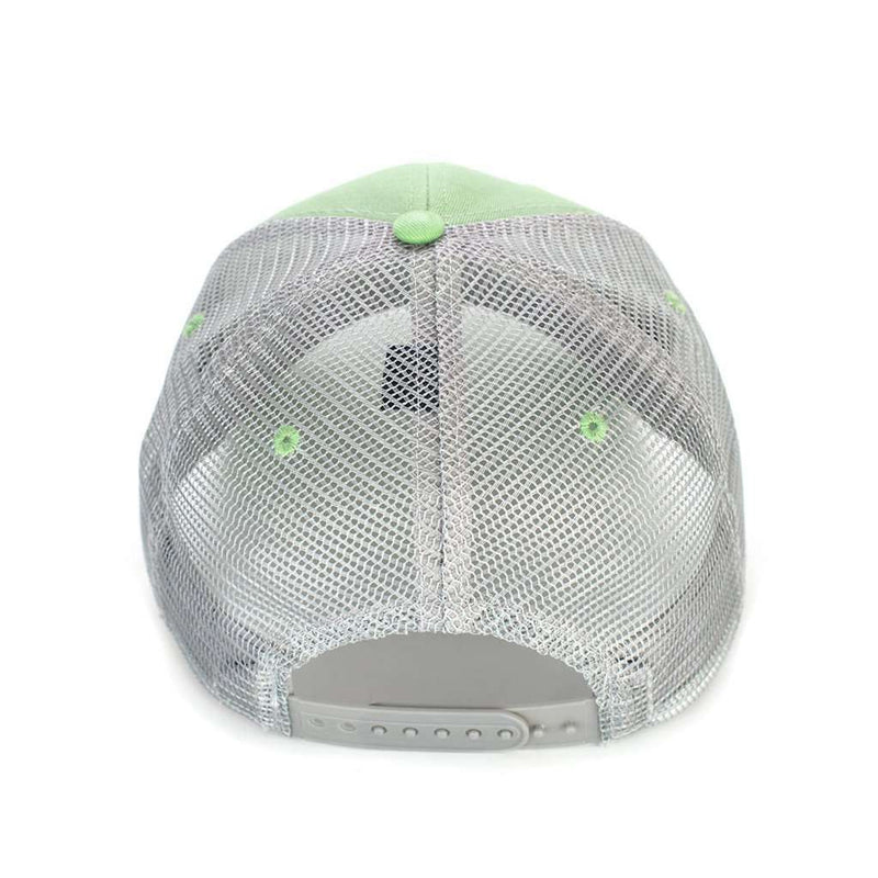 Trademark Badge Mesh Back Trucker Hat in Grasshopper and Steel by The Southern Shirt Co. - Country Club Prep
