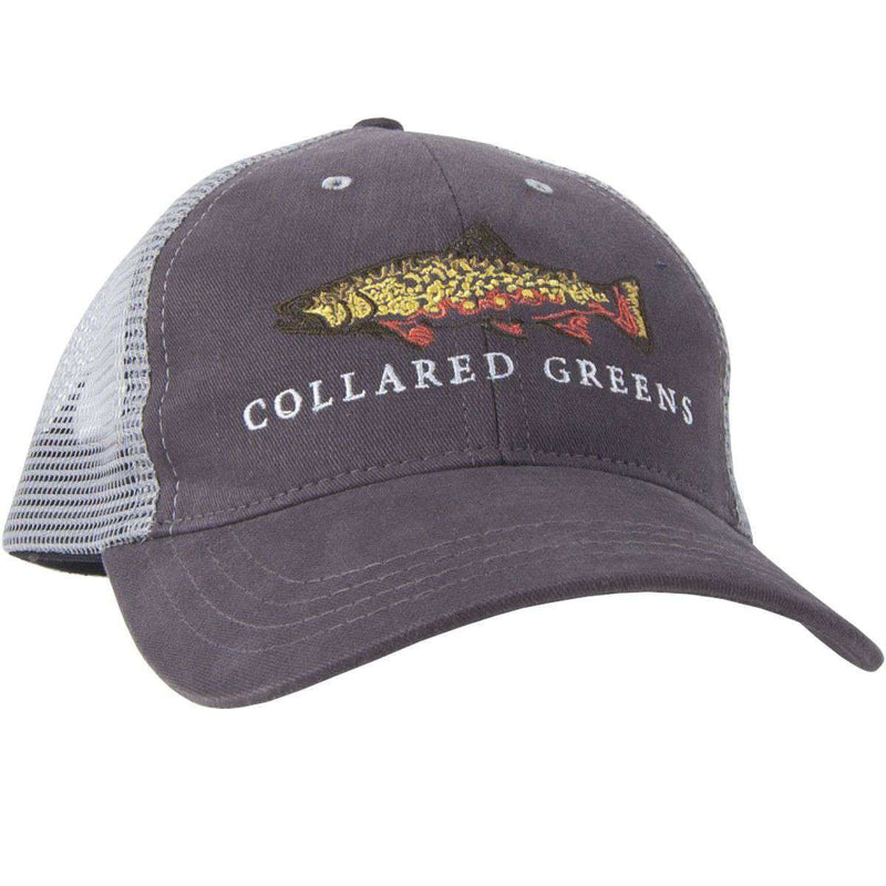 Trout Trucker Hat in Grey by Collared Greens - Country Club Prep