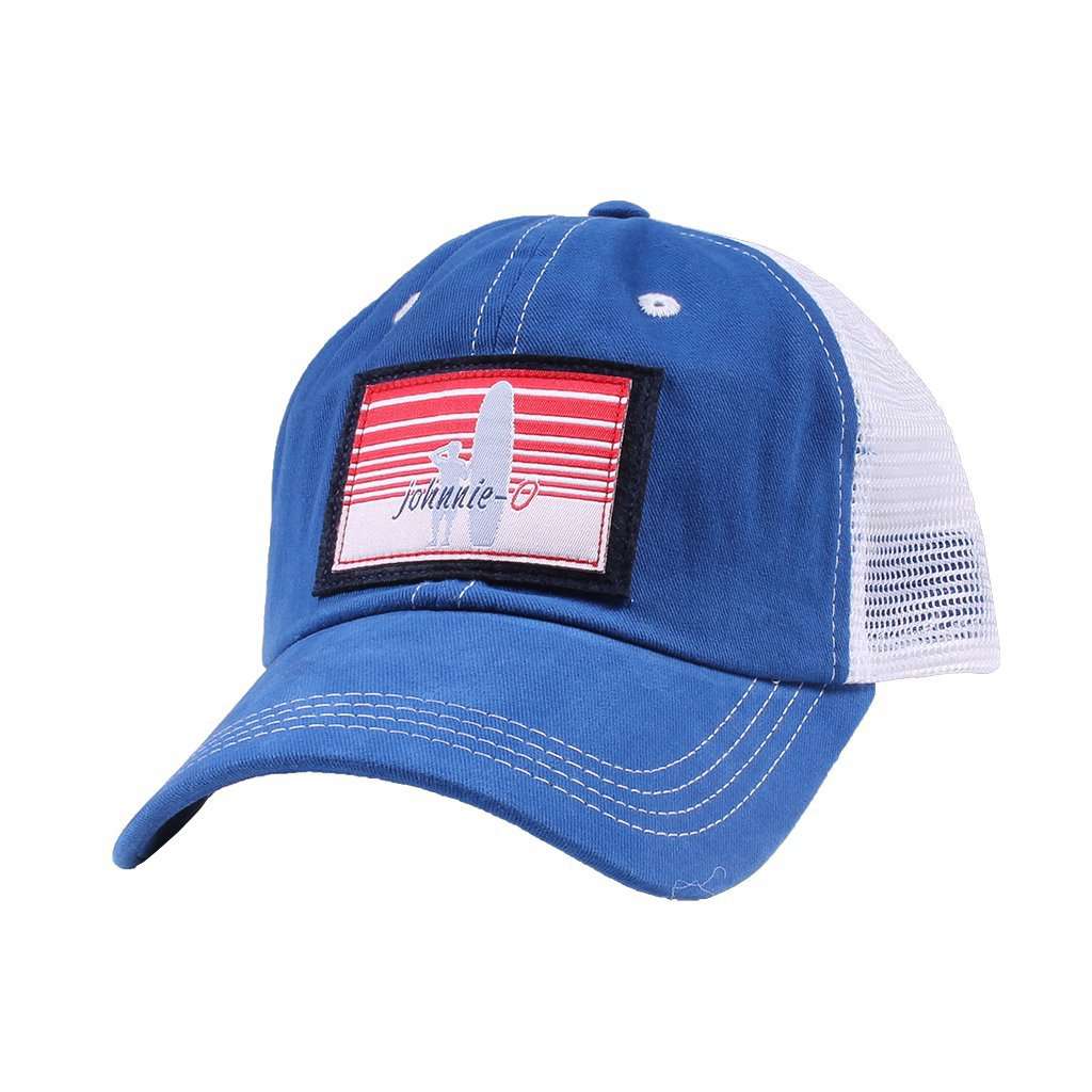 Truck Stop Mesh Back Hat in Laguna Blue by Johnnie-O - Country Club Prep