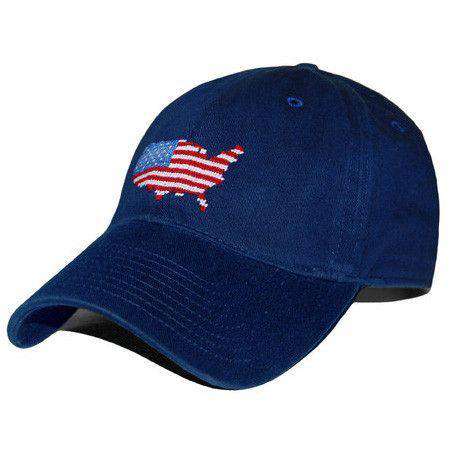 USA Map Needlepoint Hat in Navy by Smathers & Branson - Country Club Prep