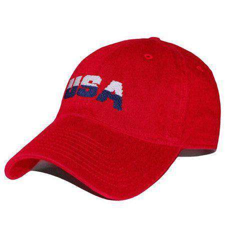 USA Needlepoint Hat in Red by Smathers & Branson - Country Club Prep