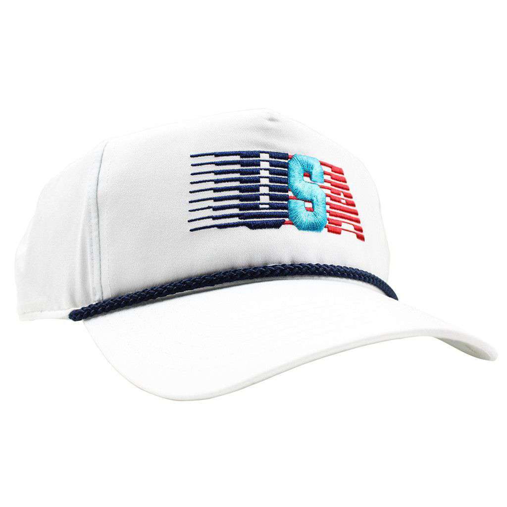 USA Streaking Rope Hat in White by Rowdy Gentleman - Country Club Prep
