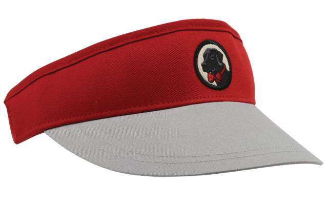 Visor in Crimson and Grey by Southern Proper - Country Club Prep
