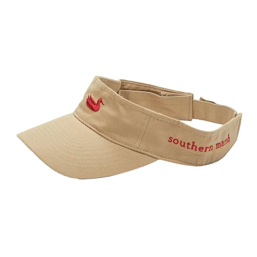 Visor in Khaki with Red Duck by Southern Marsh - Country Club Prep