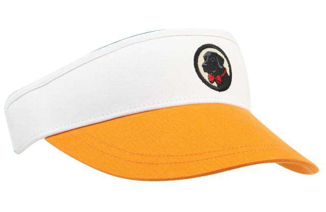 Visor in White and Orange by Southern Proper - Country Club Prep