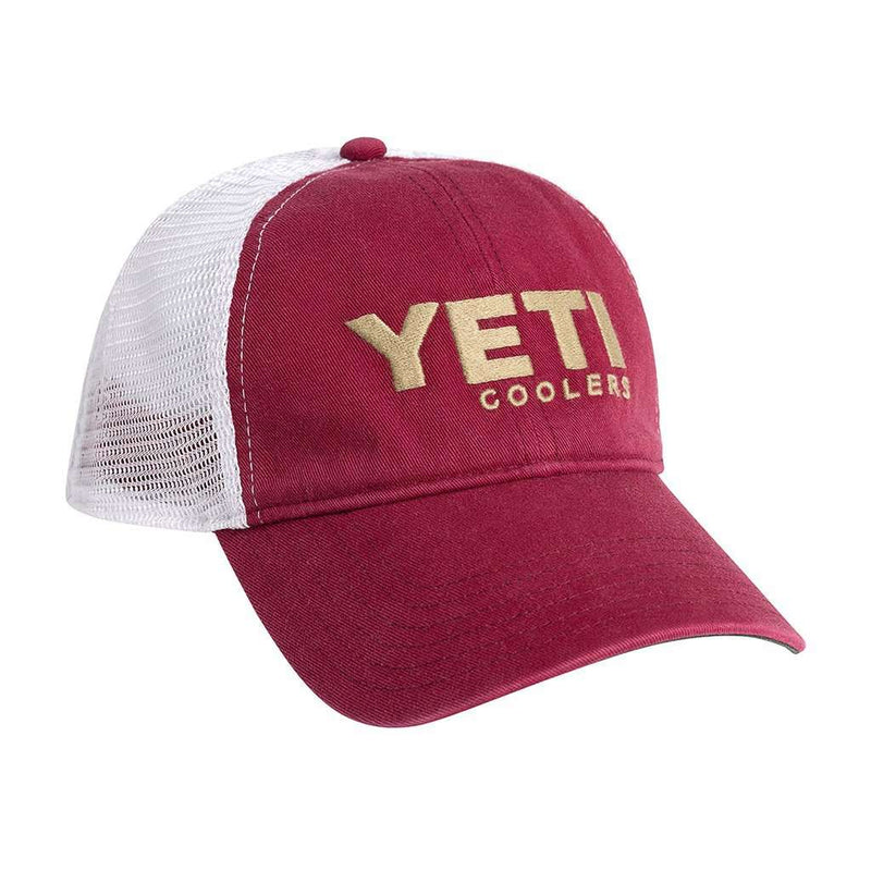 Washed Low-Pro Trucker Hat in Garnet and Gold by YETI - Country Club Prep