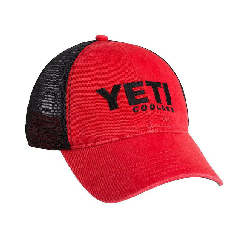 Washed Low-Pro Trucker Hat in Red and Black by YETI - Country Club Prep