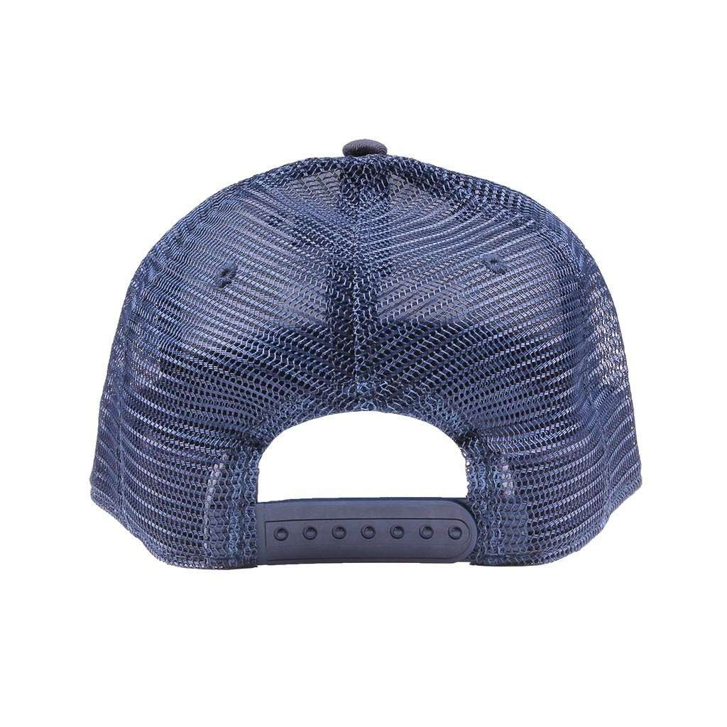 Wave Logo Trucker Hat in Navy by Waters Bluff - Country Club Prep