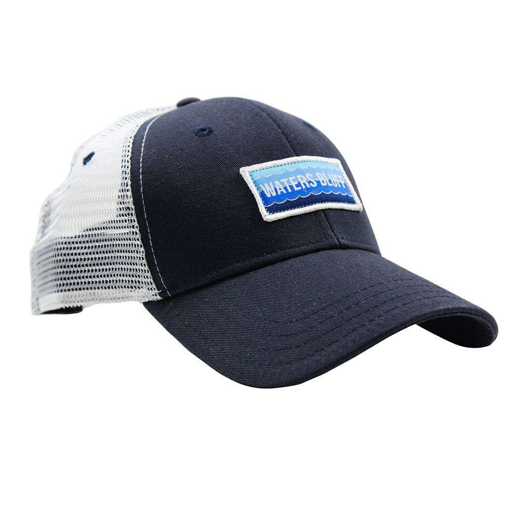Wave Trucker Hat in Navy & White by Waters Bluff - Country Club Prep