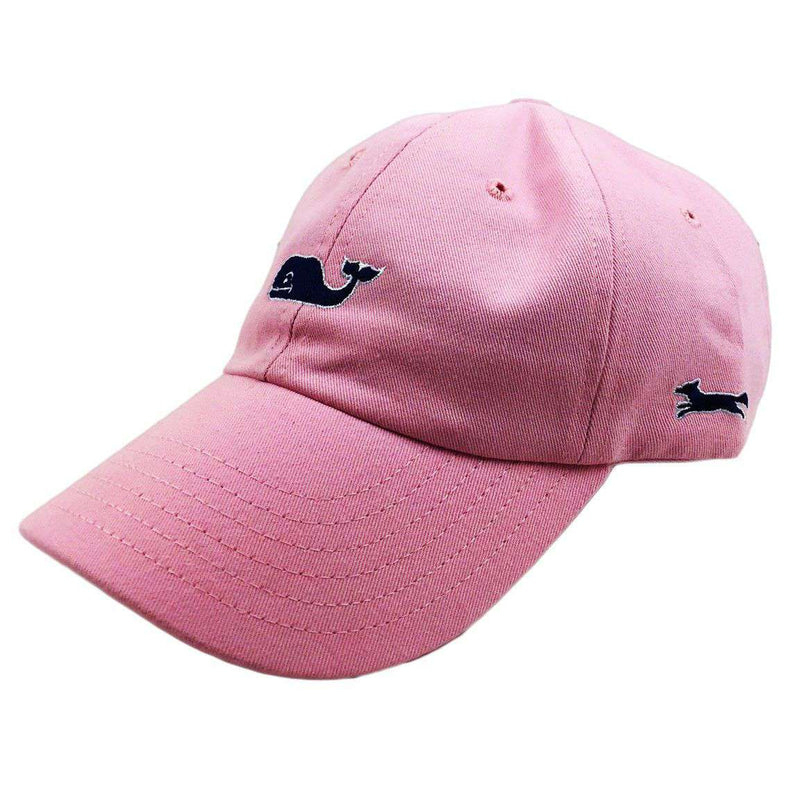 Vineyard Vines Whale Logo Baseball Hat in Flamingo Pink w/ Navy