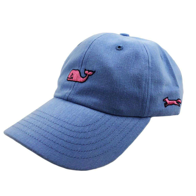 Whale Logo Baseball Hat in Light Blue w/ Pink Longshanks by Vineyard Vines - Country Club Prep