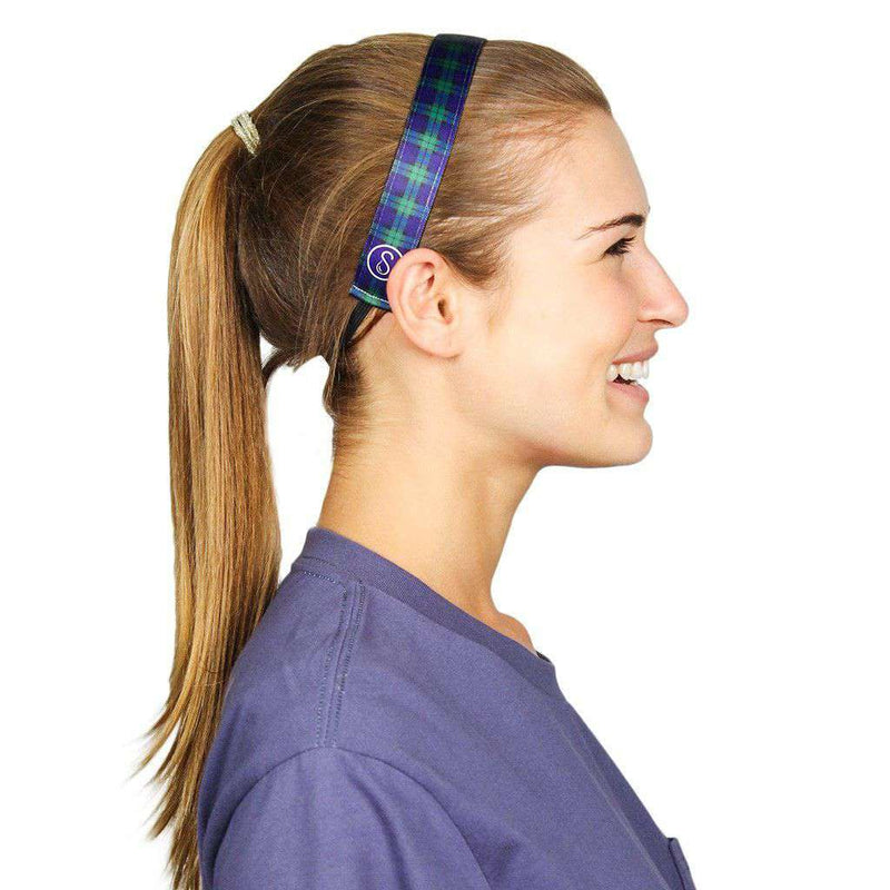 Navy Tartan Headband by Sweaty Bands - Country Club Prep