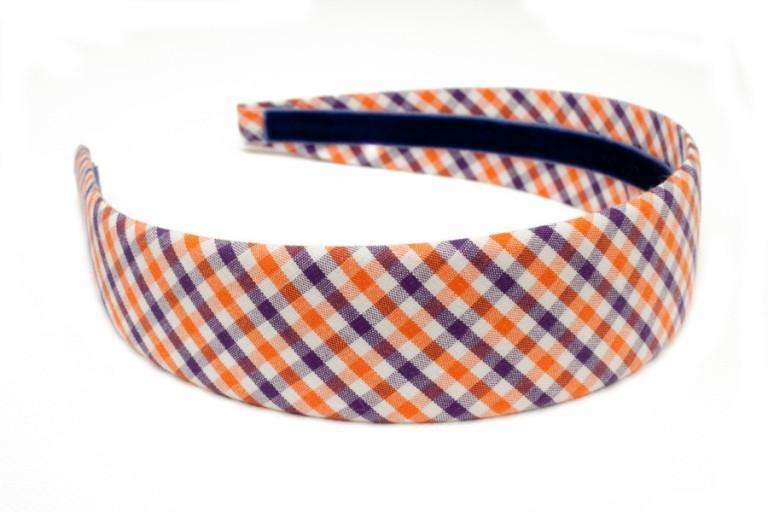 Orange and Purple Tattersall Headband by High Cotton - Country Club Prep
