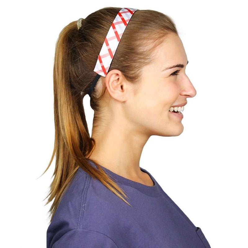Red and Silver Tattersalll Headband by Sweaty Bands - Country Club Prep