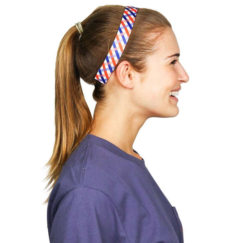 Red White and Blue Tattersall Headband by Sweaty Bands - Country Club Prep