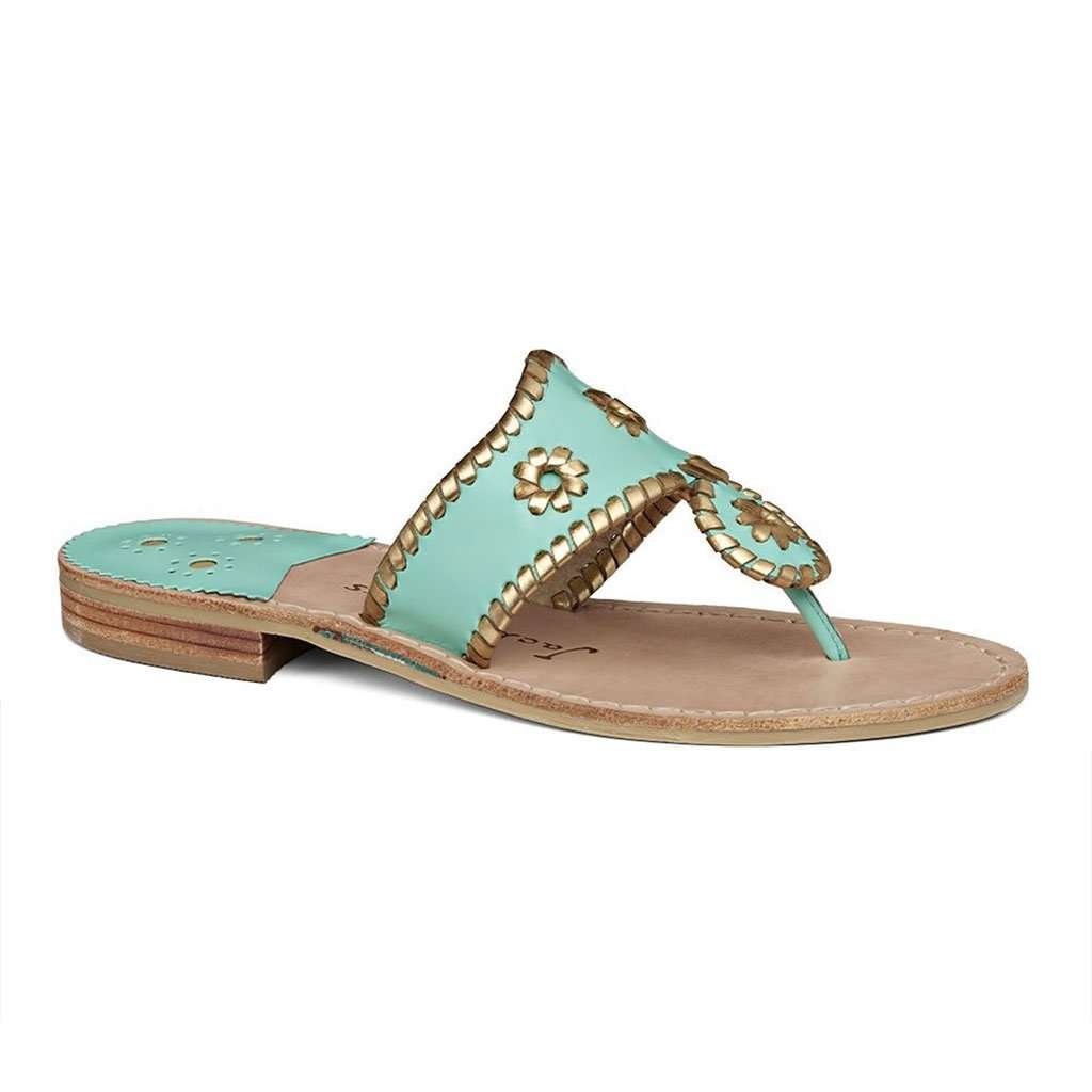 Hollis Sandal in Seafoam & Gold by Jack Rogers - Country Club Prep
