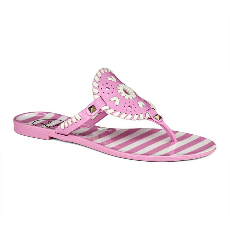 Striped Georgica Jelly Sandal in Lavender Pink & White by Jack Rogers - Country Club Prep