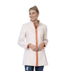 Hand-Embroidered Boucle Zip Coat in Creme by Sail to Sable - Country Club Prep