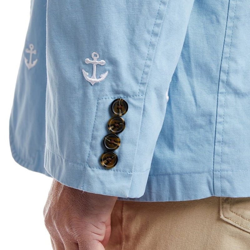 Spinnaker Blazer With Embroidered White Anchor in Blue Grotto by Castaway Clothing - Country Club Prep