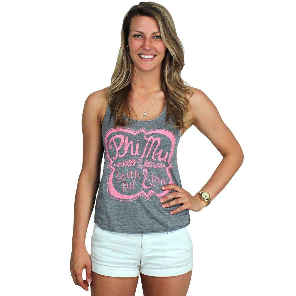 Faithful and True Tank Top in Grey by Judith March - Country Club Prep