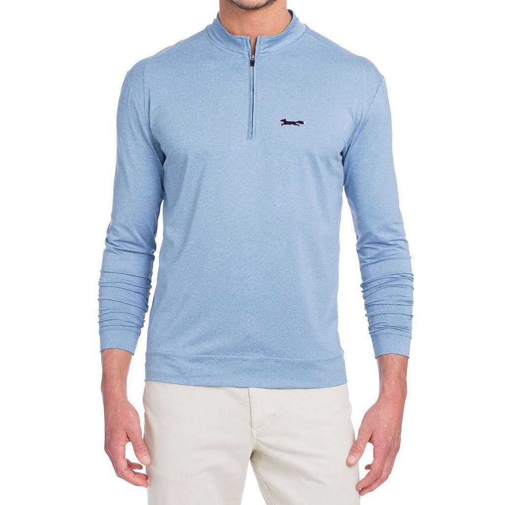 Longshanks Flex Prep-Formance 1/4 Zip Pullover in Laguna Blue by Johnnie-O - Country Club Prep