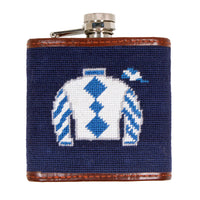 Jockey Silk & Racehorse Needlepoint Flask by Smathers & Branson - Country Club Prep