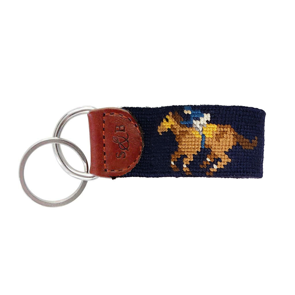 Jockey Silk & Race Horse Needlepoint Key Fob by Smathers & Branson - Country Club Prep