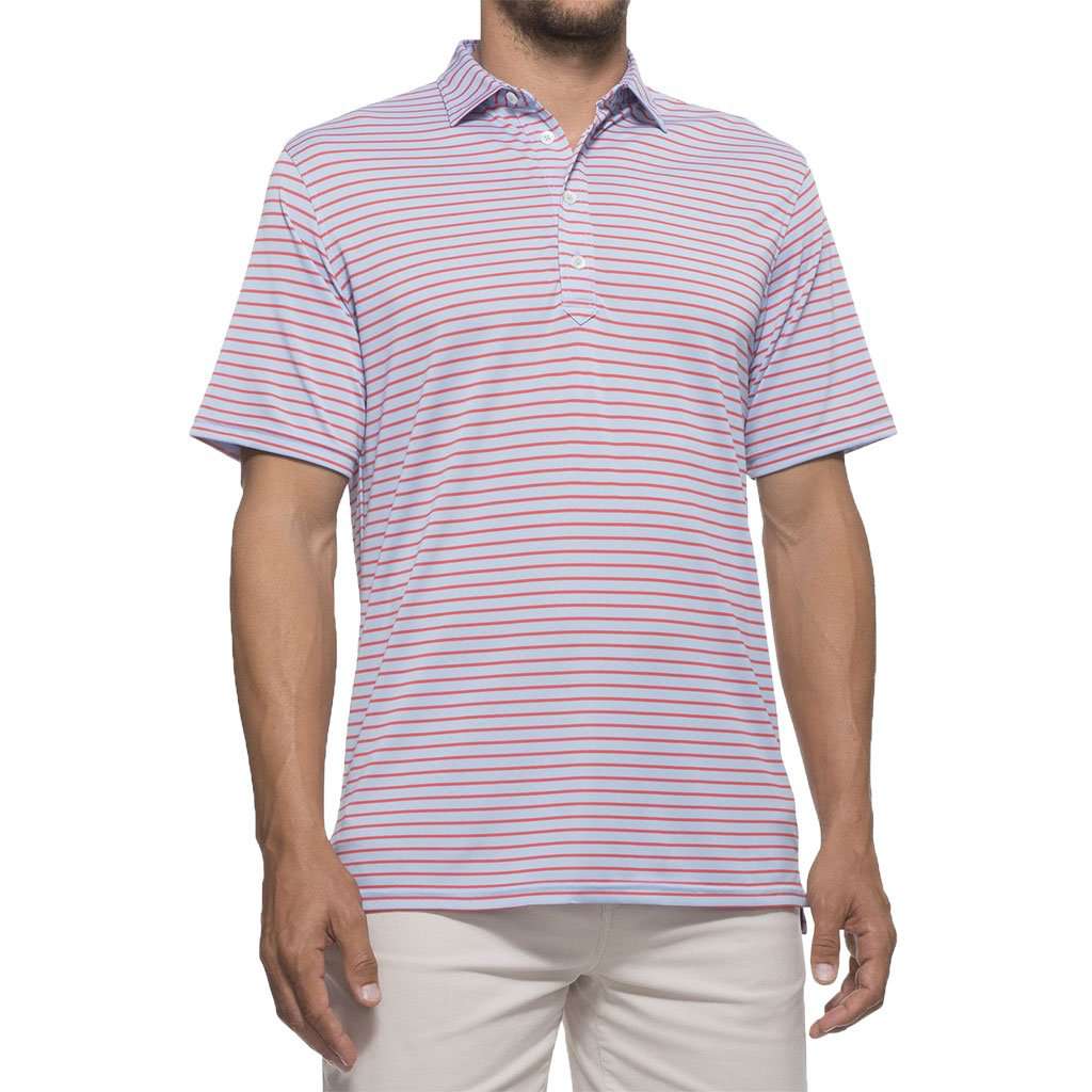 Johnnie-O Myers Striped Prep-Formance Polo in Gulf Blue – Country Club Prep