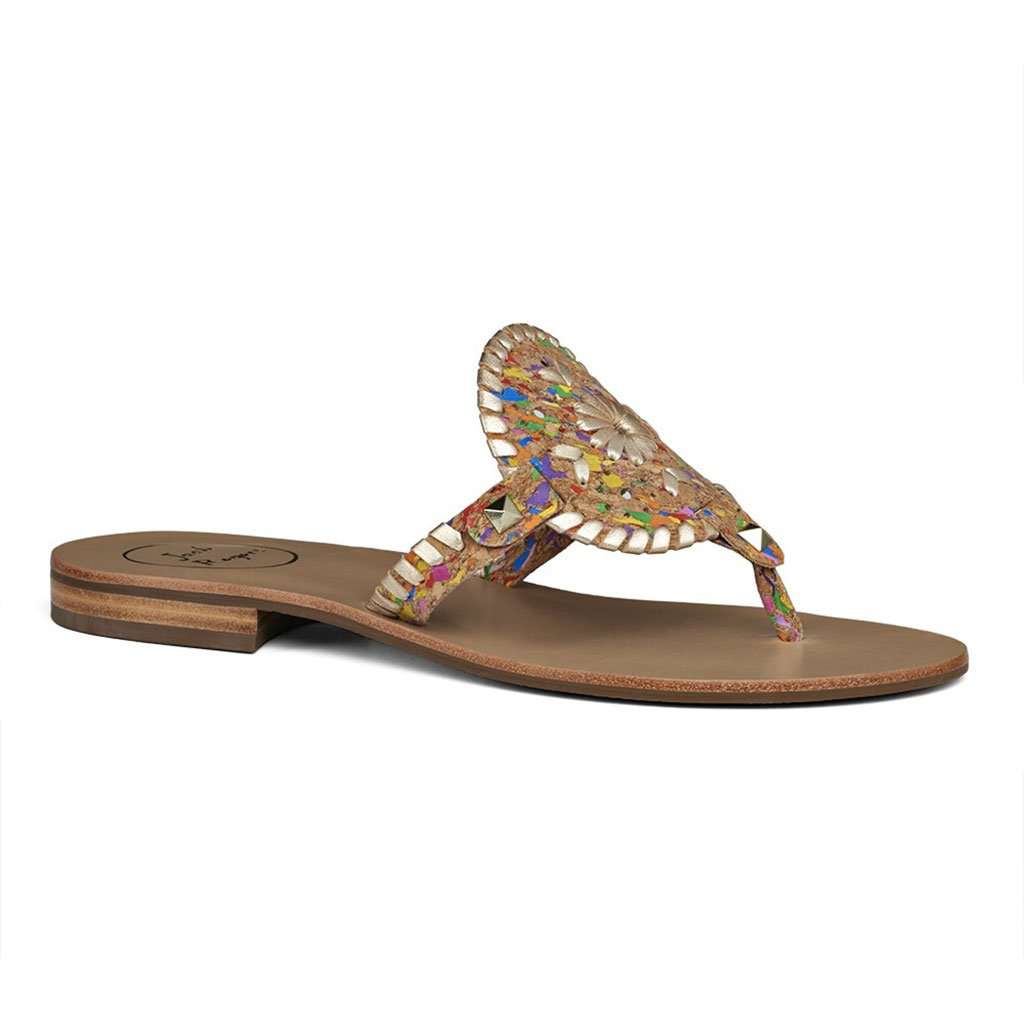 Georgica Sandal in Multicork & Platinum by Jack Rogers - Country Club Prep