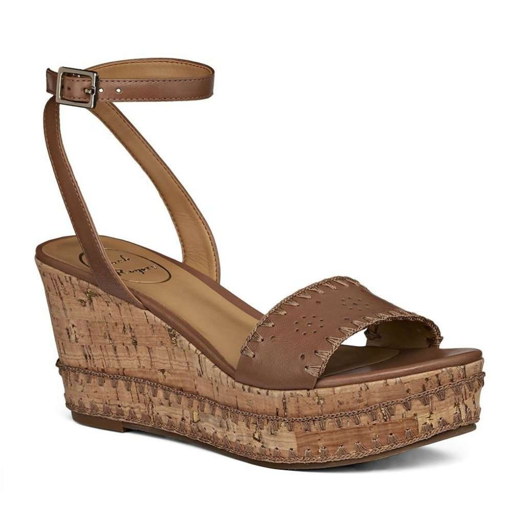 Lennon Wedge Sandal in Cognac by Jack Rogers - Country Club Prep