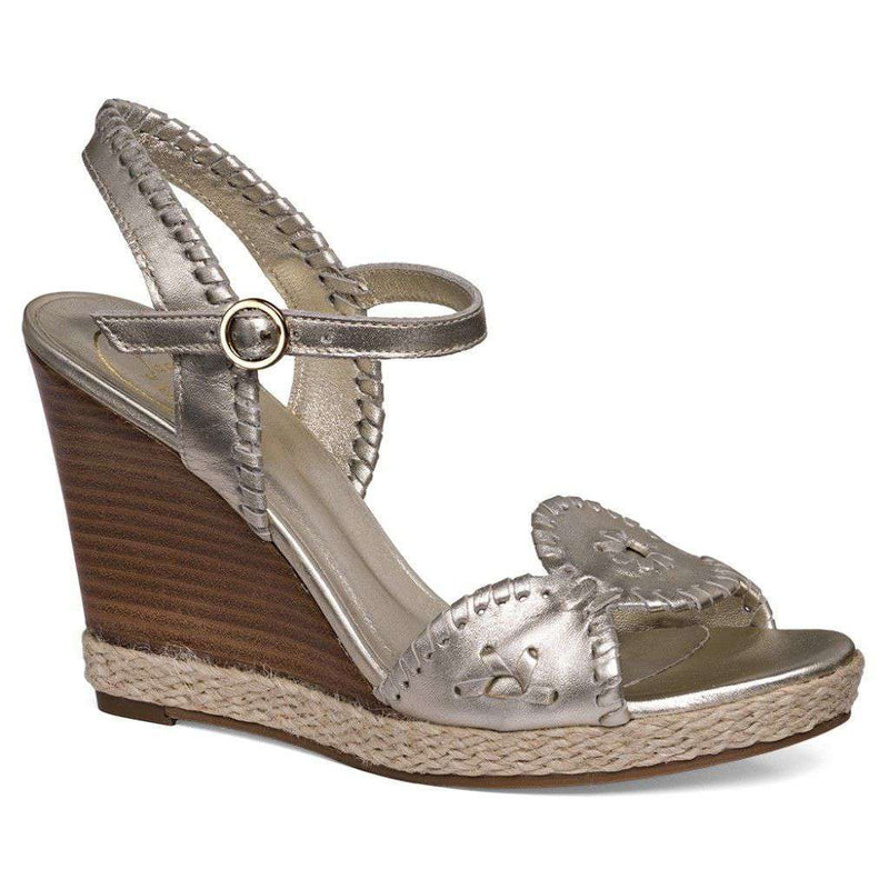 Clare Rope Wedge Sandal in Platinum by Jack Rogers - Country Club Prep