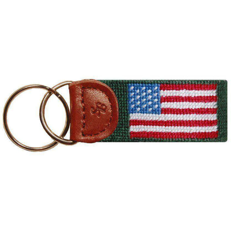 American Flag Key Fob in Hunter Green by Smathers & Branson - Country Club Prep