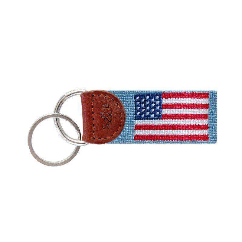 American Flag Key Fob in Light Blue by Smathers & Branson - Country Club Prep