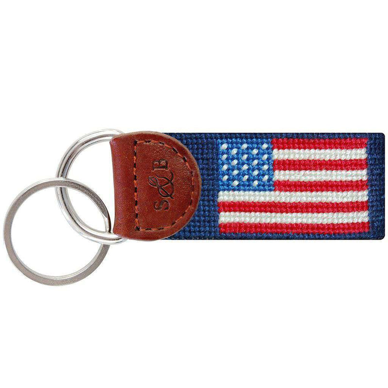 American Flag Key Fob in Navy by Smathers & Branson - Country Club Prep