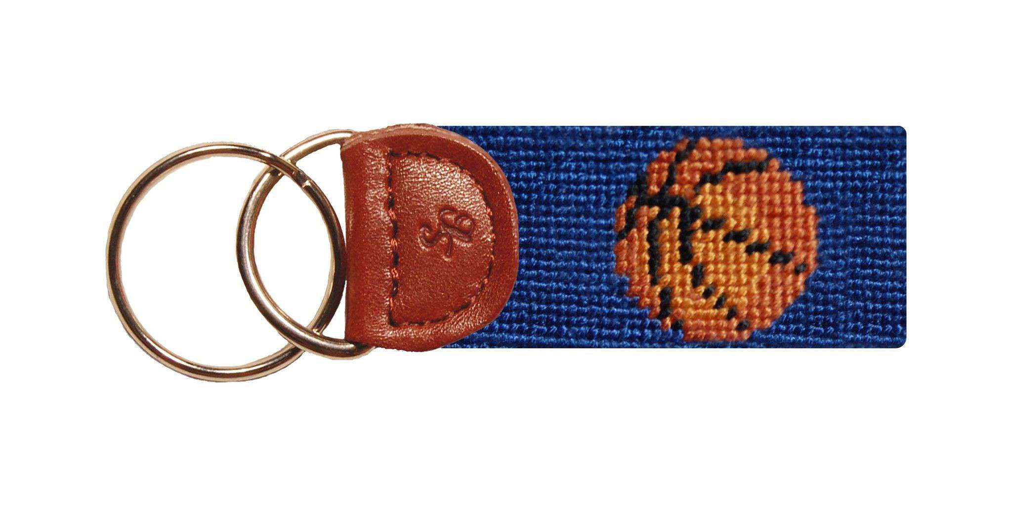 Basketball Needlepoint Key Fob in Blue by Smathers & Branson - Country Club Prep