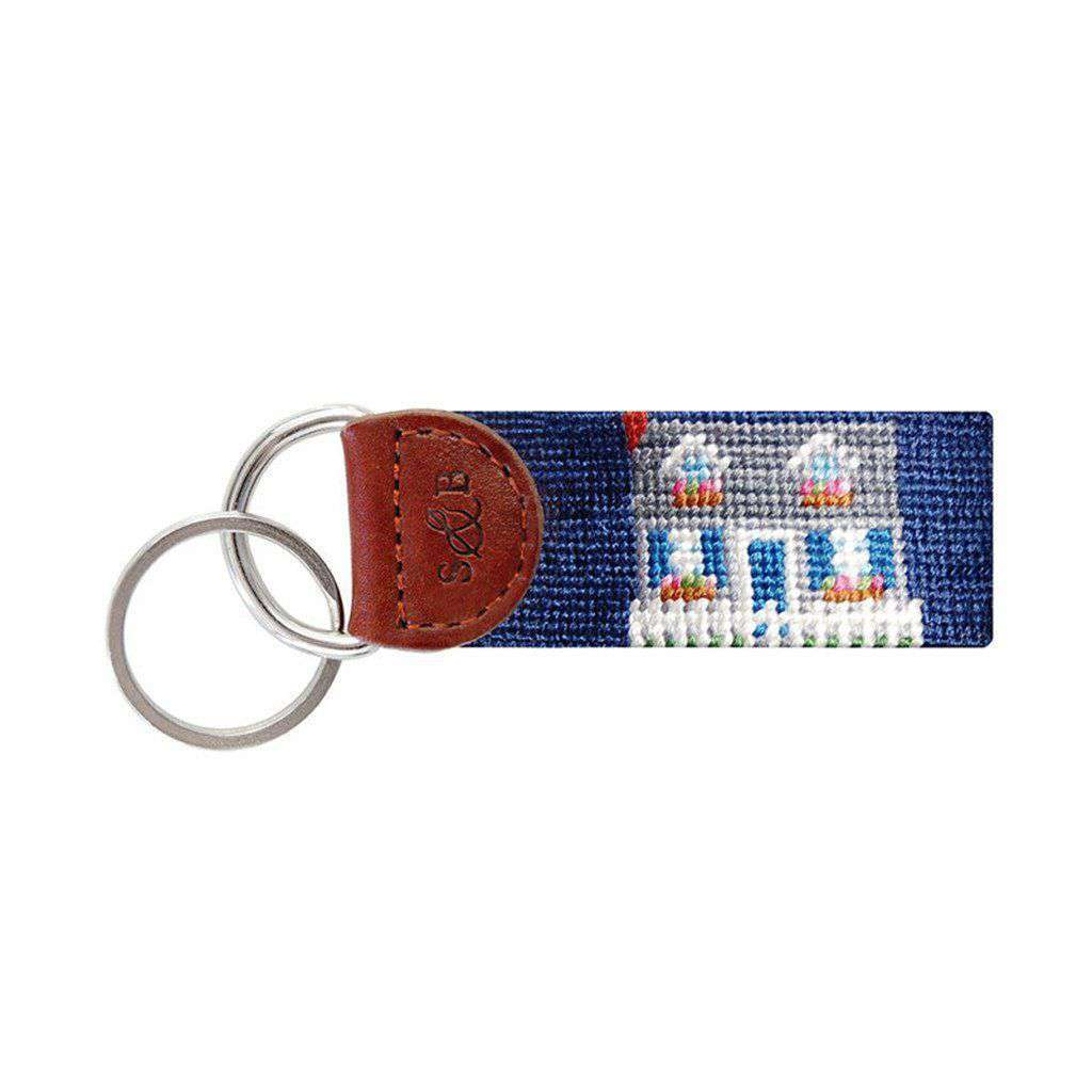 Beach Cottage Needlepoint Key Fob in Navy by Smathers & Branson - Country Club Prep