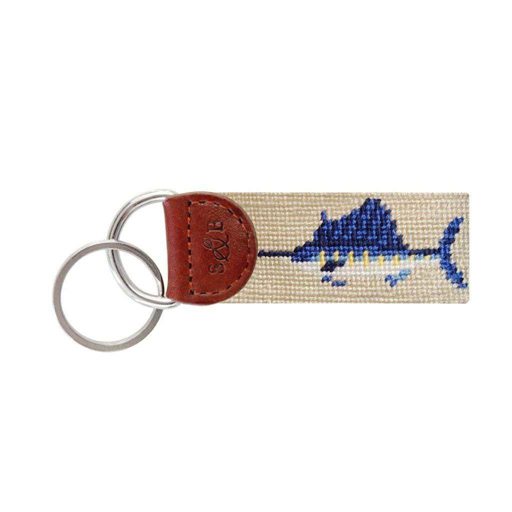 Bill Fish Needlepoint Key Fob in Khaki by Smathers & Branson - Country Club Prep