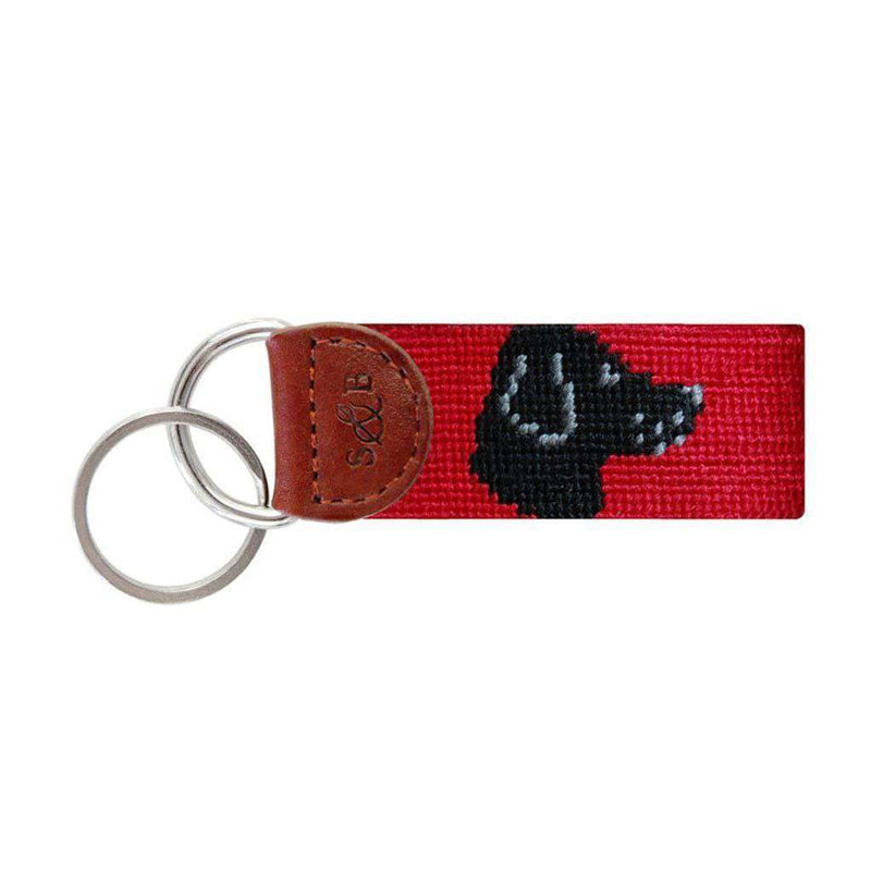 Black Lab Head Needlepoint Key Fob by Smathers & Branson - Country Club Prep