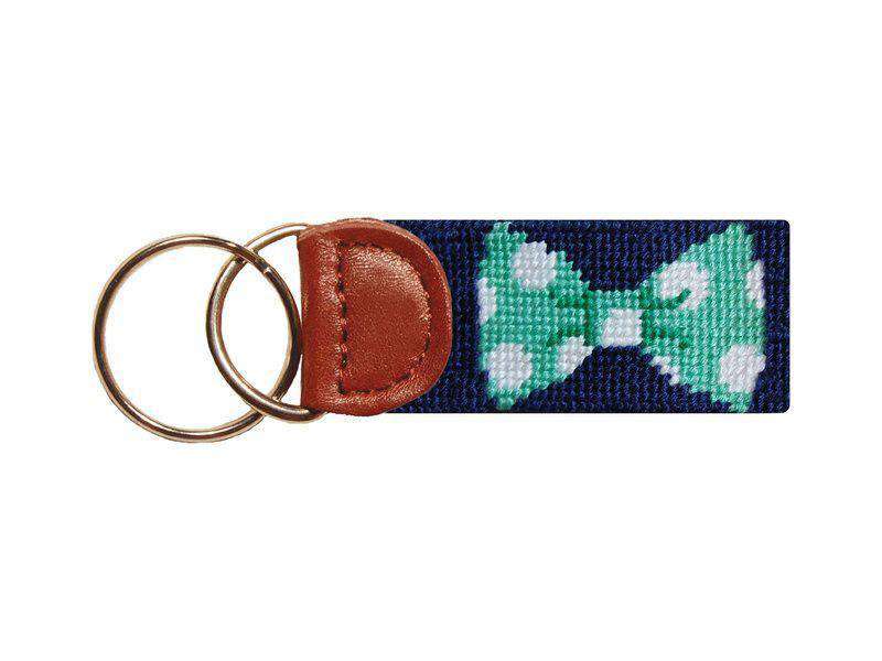 Bow Tie Needlepoint Key Fob in Navy by Smathers & Branson - Country Club Prep