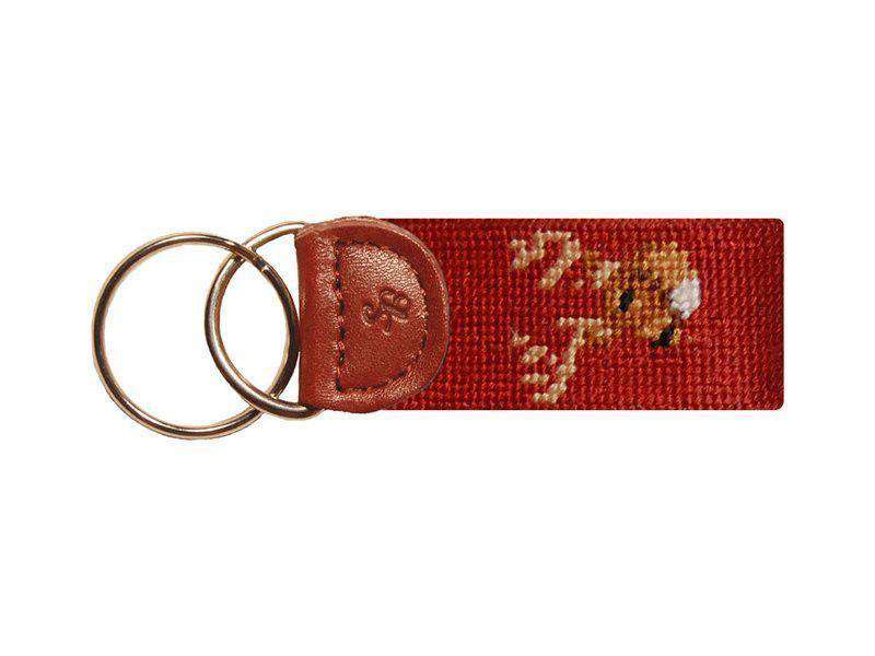 Buck Deer Needlepoint Key Fob in Rust Red by Smathers & Branson - Country Club Prep